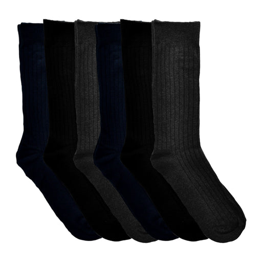 Swan Men's Cotton Ribbed Dress Socks (6-Pairs)