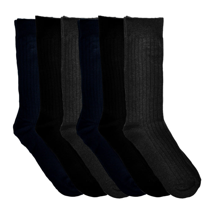 Swan Men's Cotton Ribbed Dress Socks (6-Pairs)