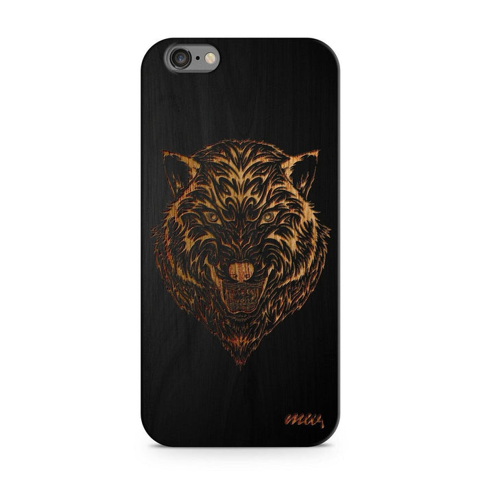 Wooden Phone Case - For iPhone and Samsung   - Husky Wolf